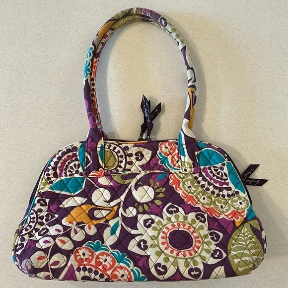 Vera Bradley Eloise Quilted Shoulder Bag in “Plum Crazy” (retired pattern) 💜💚 - Picture 1 of 15